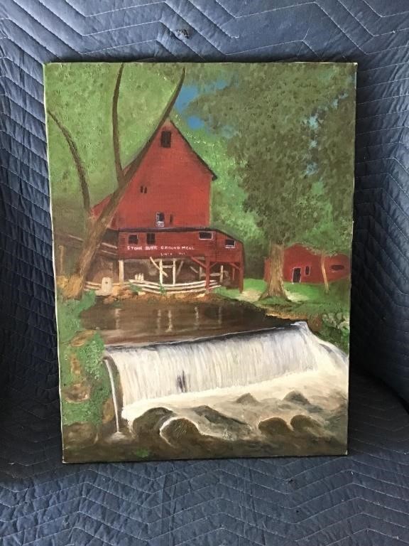 Original Acrylic Painting Old Stone Mill 18 x 24