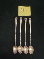 Lot of 4 Matching Long Handle Spoons