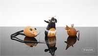 Set of 3 Wooden Mouse Figures