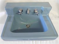 Mid-century Eljer artisan baby blue floating sink