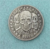 Hobo Style Art Coin 1 /2" Skulls