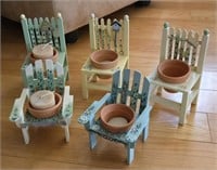 Small Deck Chair Planters- With Terra Cotta Pots