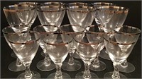 17 CRYSTAL GLASSES WITH SILVER RIM