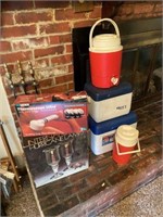 Coolers, Hurricane Lamps & Massager