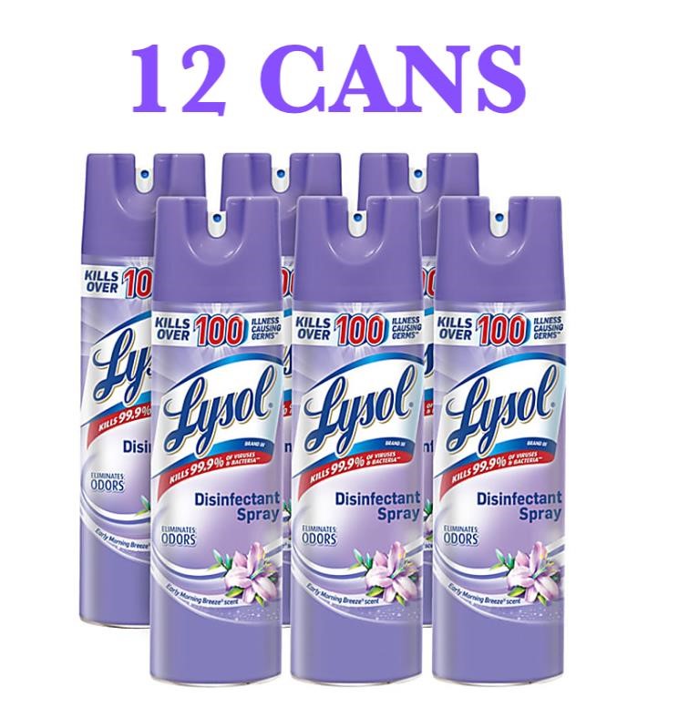 12 CANS 19oz Each Lysol Breeze Disinfectant Spray