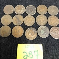 (15) Indian Head Pennies 1860, 1862, 1864, 1894