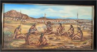 Native American painting on canvas board signed