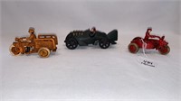 3 VARIOUS CAST IRON VEHICLE TOYS