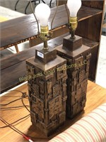 Pair: decorative wood look table lamps