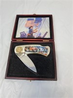 Firefighter collector folding knife in box