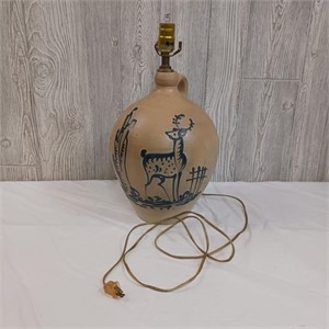 Blue Deer Pottery Lamp-Wisconsin Pottery