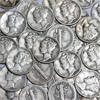 (100) Mercury Dimes 90% Silver Mix Dates