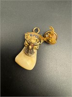 14k Elk Tooth Watch Fob/pendant and small pin