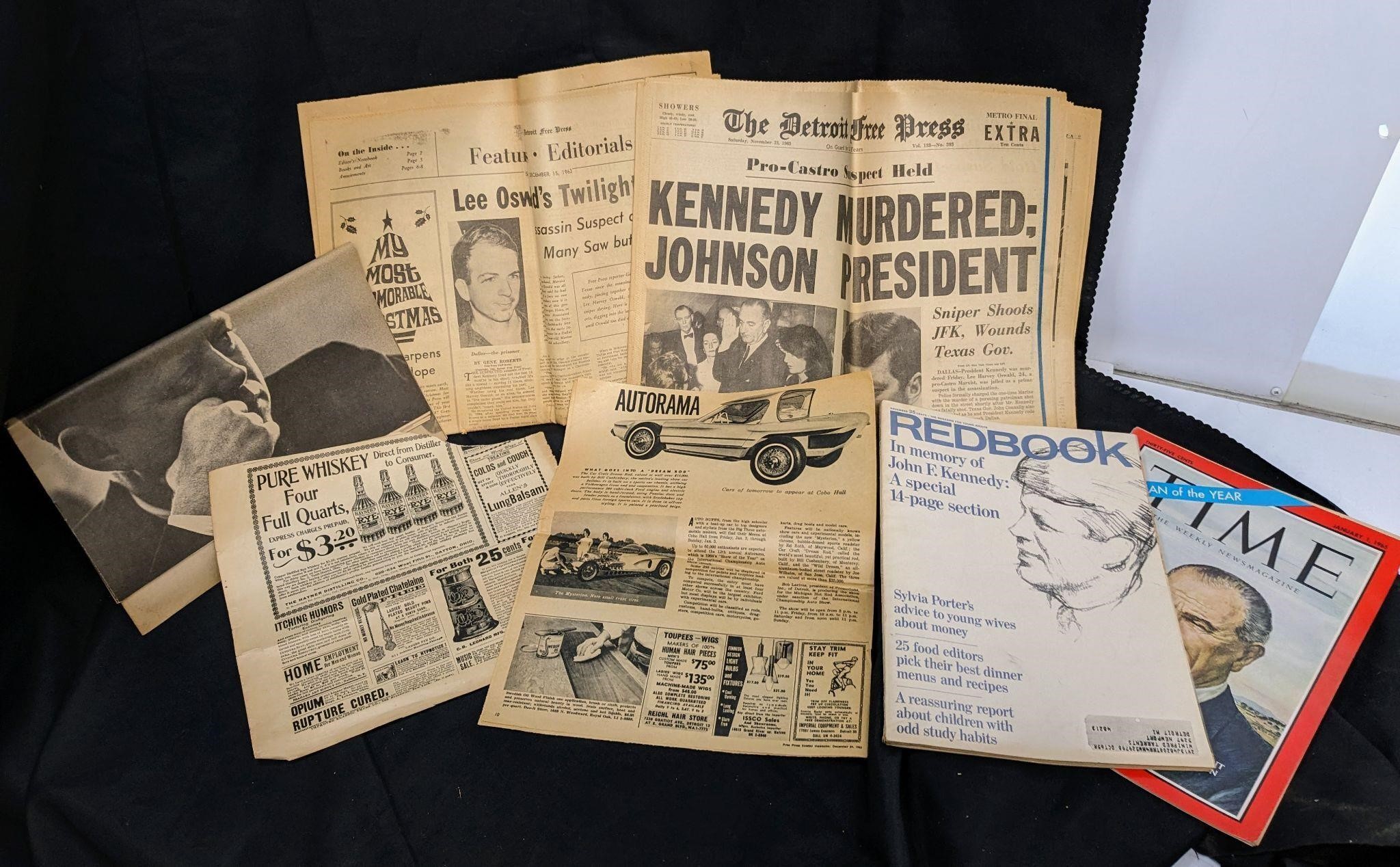 Box of American Newspapers About Pres. Kennedy