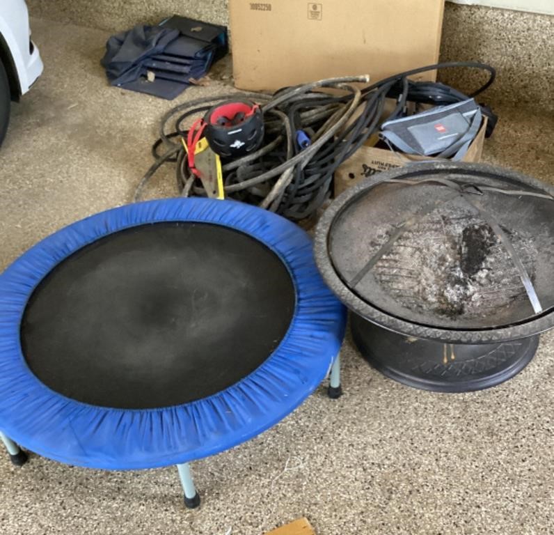 Mini trampoline, fire pit, etc, cleanup