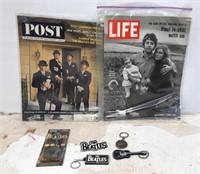 2 Old Magazines w/ Beatles & Beatles Key Chains