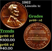 Proof 1962 Lincoln Cent 1c Grades Gem++ Proof Red