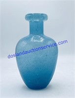 Aqua Colored Blown Glass Vase (7”)