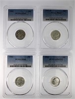 1962, 62-D, 63, 64 Dimes PCGS MS