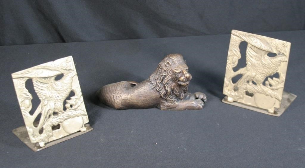 Brass Bookends and Lion