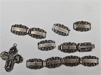 925 Silver Bracelet Links & Cross Pendant