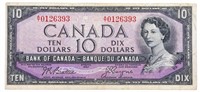 Bank of Canada 1954 $10 (393) "AT"