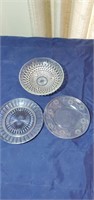 Hobnail bowl and 2 clear saucers
