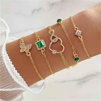 5pcs/Set Elegant Emerald Sparkle Square Butterfly