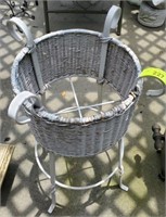 WICKER PLANTER AND IRON STAND