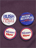 Vintage Political Pins Bush Quayle 92 NIxon
