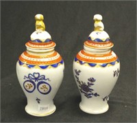 Antique pair of French porcelain lidded urns