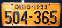 1933 Ohio license plate