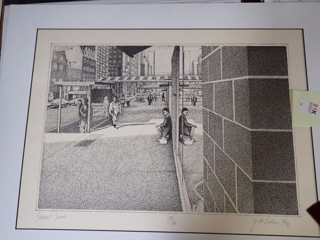 UNFRAMED POINTILLIST STREET SCENE