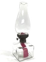 Square Glass Oil Lamp w Flat Chimney, Bridgeport