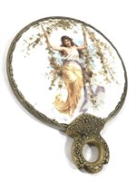 FIne Porcelain Hand Mirror wSemi Nude Woman