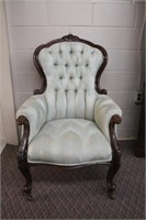 Victorian library chair, carved back & legs, on