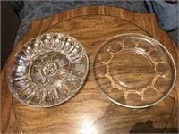 Vintage Pair of Pressed Glass Egg Platters