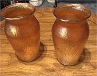 Pair of Amber Pressed Glass Vases