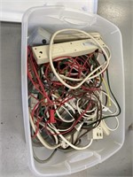 Tote of extension cords & power strips