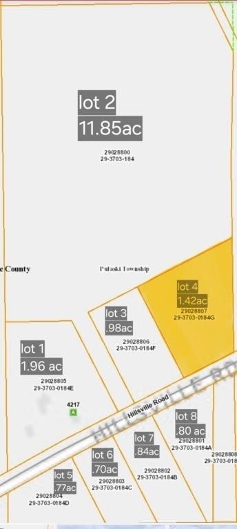 Lot no.4, 1.42 acres + or - vacant lot with road