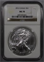 2012 NGC MS70 Silver Eagle PERFECT