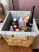 Basket  Containing Curling Iron, Body Care