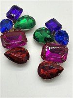 1950's HUGE Colorful Rhinestone Earrings