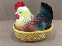 Vintage Hen on Nest Covered Ceramic Dish