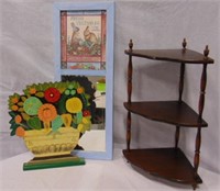 Corner Shelf, Mirror & Flower Decorative Lot