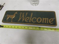 metal welcome sign