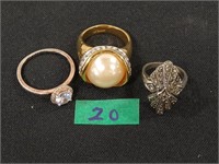 Sterling & other costume rings