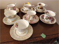 7 Teacups - Paragon, Royal Albert, Cauldon