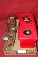 FLAT BOX W/4 HUSKER SELLOUT GLASSES & CD HOLDER
