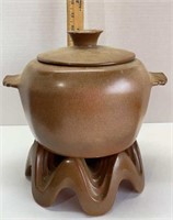 Frankoma bean pot, warmer and lid